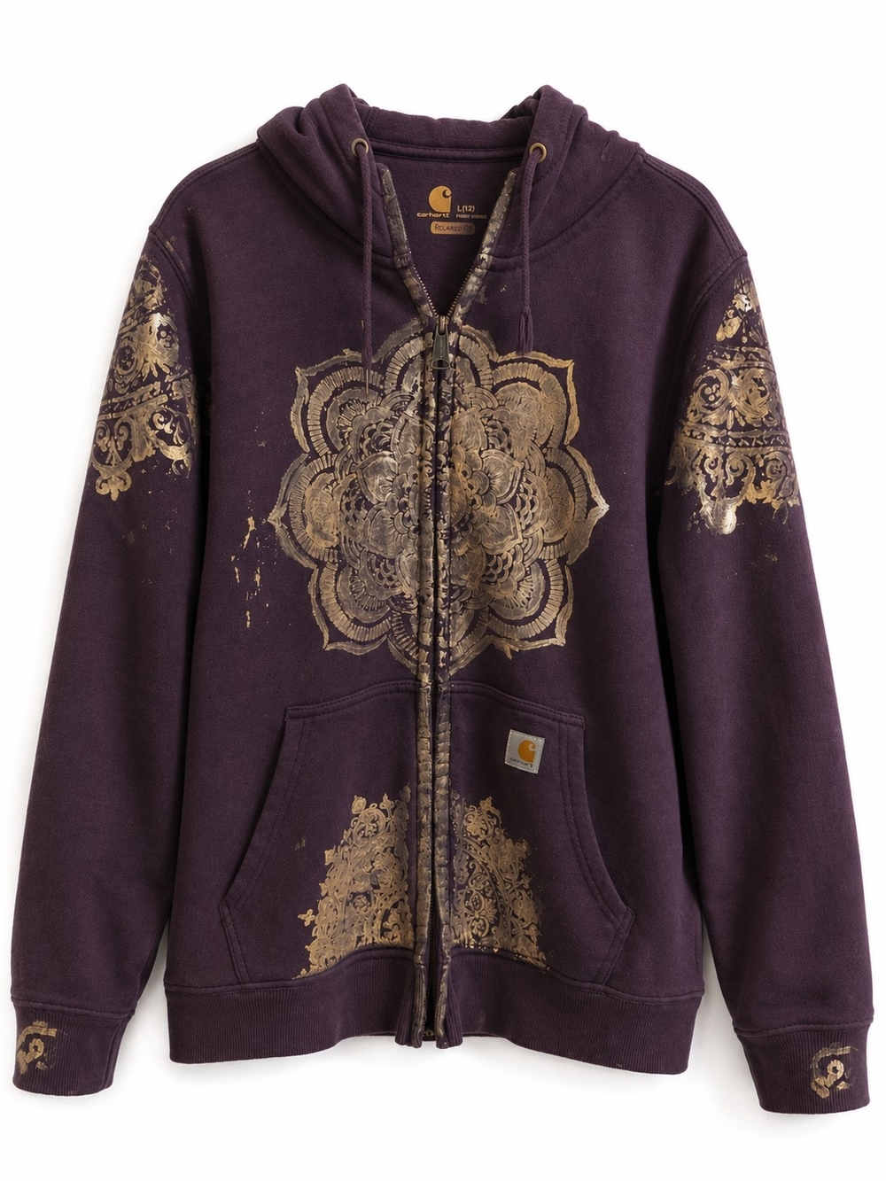 Carhartt Relaxed Fit Crewneck Sweatshirt - Maroon with Gold Logo